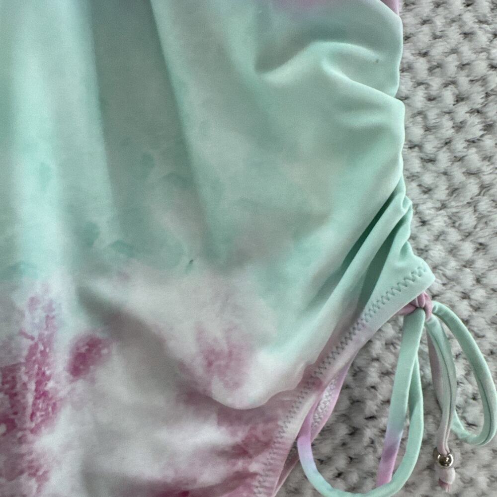 CupShe Swimsuit One Piece Womens L Tie Dye Purple Turquoise Rushed Side Tie New - Picture 4 of 10